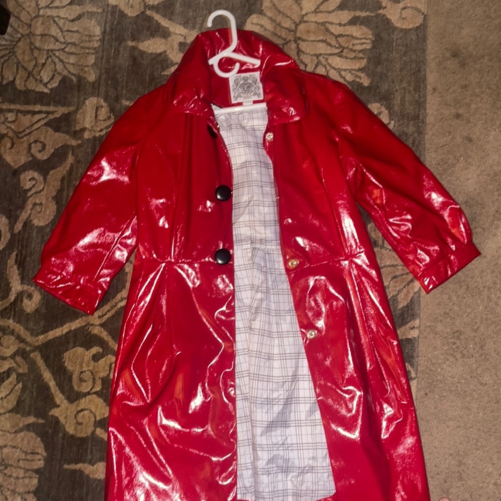 Esprit womens red faux leather rain coat
